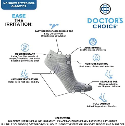 Doctor's Choice Mens Diabetic & Neuropathy Socks Large 10-13, X-Large 12-15