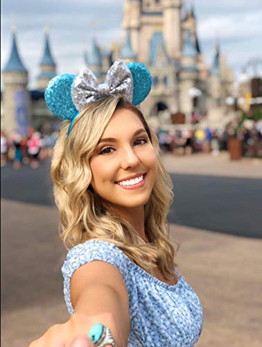 CLGIFT Cinderella Inspired Minnie Ears , Blue Mickey Ears, Princess Ears, Cinderella Minnie Ears, Rainbow Sparkle Mouse Ears,Classic Red Sequin Minnie Ears (Cinderella)
