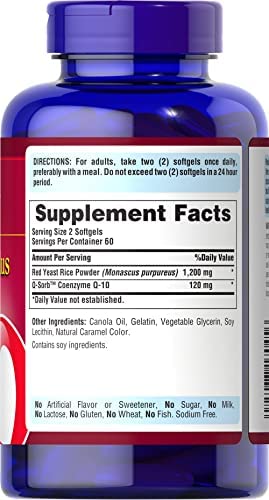 Q-Sorb CoQ10 Plus Red Yeast Rice,120 Rapid Release Softgels by Puritan's Pride