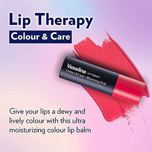 Vaseline Lip Therapy Color & Care | Tinted Lip Balm | Lip Moisturizer | Blooming Pink, 4.2g