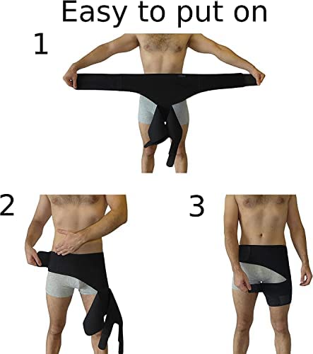 ROXOFIT Hip Brace - Thigh Hamstring Sciatica Pain Relief Brace - Compression Support Wrap for Hip Flexor Strain, Groin Pull, SI Joint, Arthritis, Bursitis, Sciatic Nerve for Men, Women (Black)