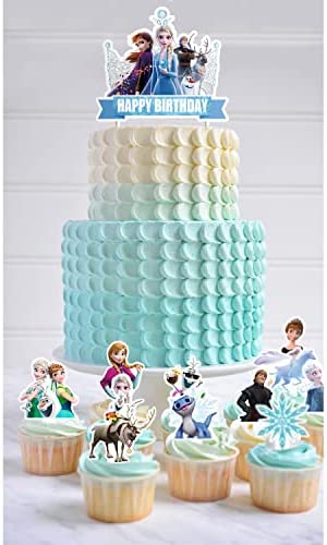 21 Decorations for Frozen Cake Topper Cupcake Toppers Set Decorations Birthday Party Topper for Children