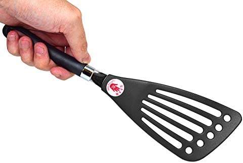 Seki Japan Kitchen Nylon Spatula Wide Thin Slotted Turner for Left-handed