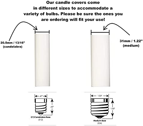 Creative Hobbies® 1751 - Set of 12, 4 Inch Tall White Plastic Candle Covers Sleeves Chandelier Socket Covers ~Candelabra Base