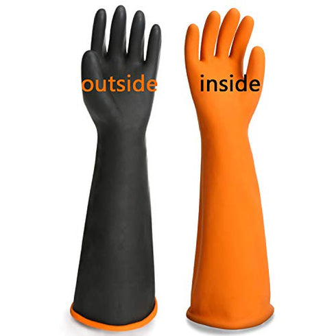 Chemical Resistant Rubber Gloves, ENPOINT Waterproof Heavy Duty Industrial Natural Latex Safety Work Glove Reusable Forearm Protection, Chemical/Mechanical/Oil/Acid/Alkali Resistant, 1 Pair XXL