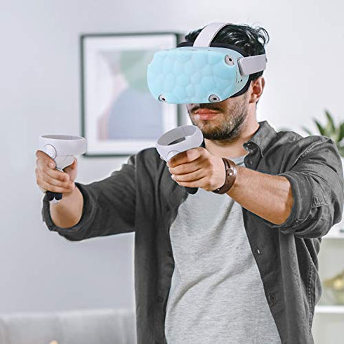 SARLAR Design Silicone Cover Shell Protector for Oculus Quest 2 Headset and Touch Controller Accessories Shockproof and Anti-Collision, Front Face Cover with Grip Cover and Lens Protect Cover