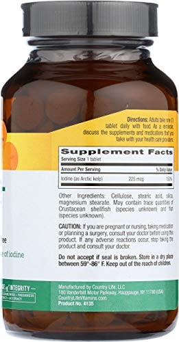 Country Life Norwegian Kelp 225 mcg, 300-Count