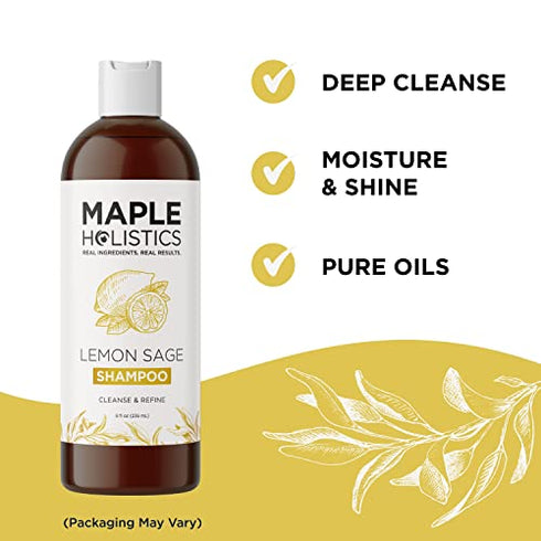 Sulfate Free Shampoo for Oily Hair - Lemon Sage Clarifying Shampoo for Build Up and Oily Scalp Care with Rosemary Essential Oil - Deep Cleansing Rosemary Shampoo for Greasy Hair and Product Build Up