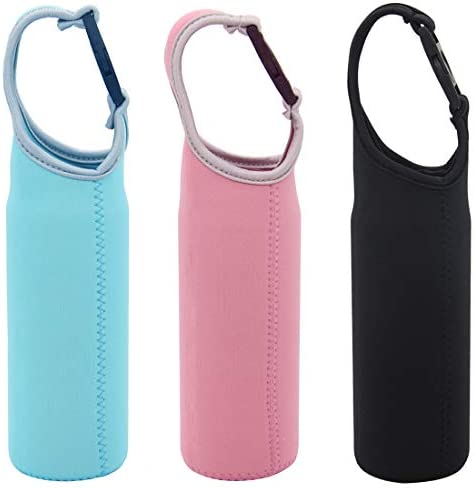 Kvvdi 3 Pack 16 oz - 21 oz Neoprene Water Bottle Sleeve 16.9oz Portable Bottle Cooler Cover Holder Strap for Outdoor