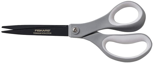 Fiskars 1541301001 Non-Stick Titanium Softgrip Scissors, 8" Length, 3 1/10" Cut