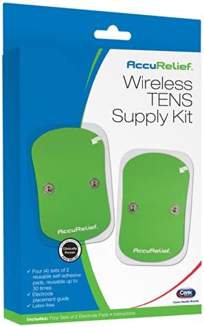 AccuRelief Wireless TENS Electrotherapy Pain Relief System Supply Kit (Packaging May Vary), Works with AccuRelief Wireless Remote Control TENS Device (ACRL-9000), 2 Pair (Pack of 1)