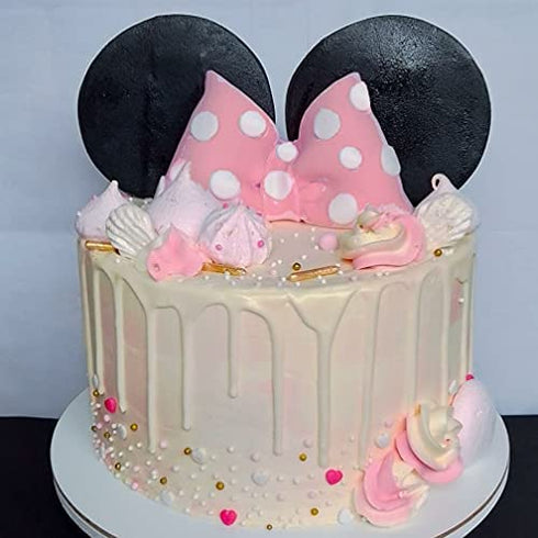Minnie Mouse Cake Topper Bow and Ears for Birthday (Pink)
