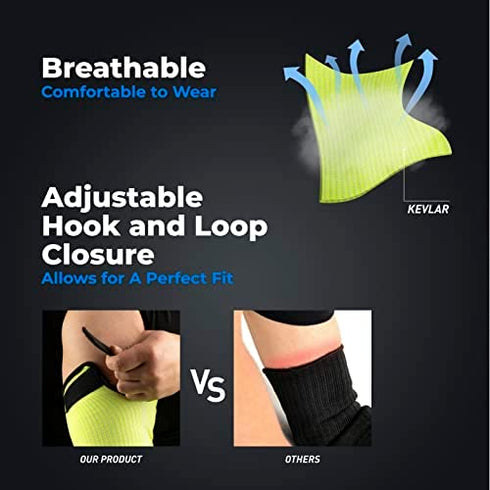 OriStout Kevlar-Sleeves with Thumb Hole, Cut Resistant Gardening Sleeves, Protective Arm Sleeves for Yard Work, Welding, Kitchen, Arm Guards for Biting, Pet Grooming, Green, 1 Pair