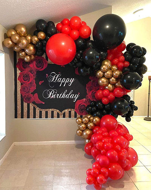 Red Black Metallic Gold DIY Balloon Arch Garland Kit-Party Supplies Metallic Gold, Red, Black Balloons for Baby&Bridal Shower, Birthday Party, Wedding, Grad, Anniversary Party