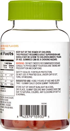 Amazon Brand - Mama Bear Organic Kids Vitamin D3 25 mcg (1000 IU) per serving, Bone and Immune Health, 80 Gummies