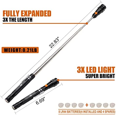 Dream Master Christmas Gifts For Men Magnetic Pickup Tool with 3 LED Lights, Telescoping Magnet Flashlight, Cool Gadget Gifts for Dad, Handyman, Husband, Boyfriend or Women, 1 Pack