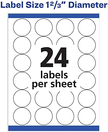 Avery High Visibility Printable Round Labels with Sure Feed, 1-2/3" Diameter, White, 600 Customizable Blank Labels (5293)