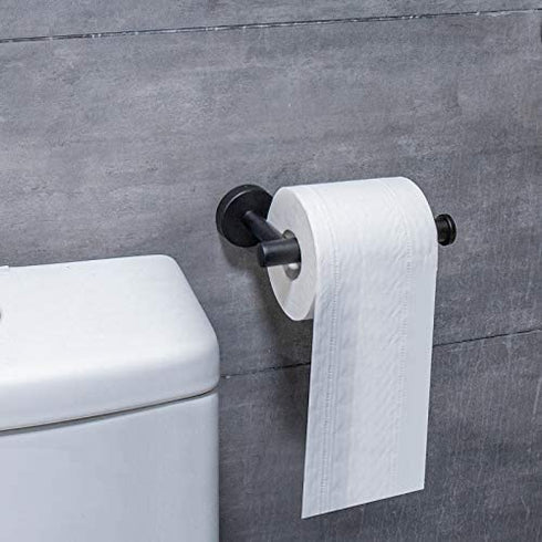 Kulemax Matte Black Toilet Paper Holder, Premium Bathroom Toilet Paper Holder Wall Mount, Stainless Steel Tissue Roll Holder for Bathroom Kitchen Washroom, 5 Inch SUS 304 Toilet Paper Roll Holder