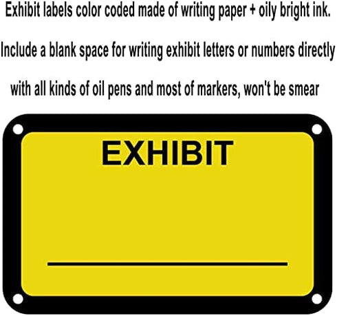 Legal Exhibit Stickers 1.65 X 1 Inches Fluorescent Exhibit Labels - Yellow Color-Coded Exhibit Labels Blank File Folder Labels Tabs for Offices Courts Legal Documents Report Dividers 300 Pcs