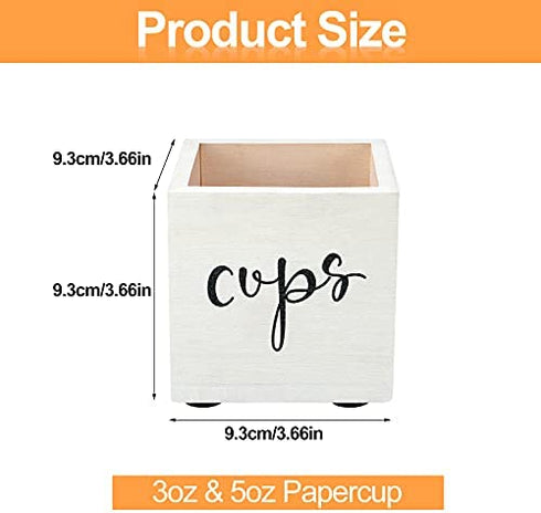 2 Pieces Bathroom Cup Dispenser Disposable Cup Dispenser 3 oz 5 oz Paper Cup Storage Box Cup Holder Farmhouse Drink Caddy Party Cup Holder for Wedding Kitchen Decor (White)