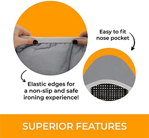 happhom Ironing Board Cover and Pad Extra Thick Heavy Duty Padded 4 Layers, Silver Coated Ironing Board Cover, Non Stick Scorch and Stain Resistant Standard Size 15x54 Inch with Elasticized Edges
