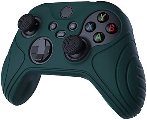 eXtremeRate PlayVital Samurai Edition Racing Green Anti-Slip Controller Grip Silicone Skin, Ergonomic Soft Rubber Protective Case Cover for Xbox Series S/X Controller with Black Thumb Stick Caps