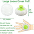 BPA Free Baby Powder Puff Box, Large 2.8" Fluffy Body After-Bath Powder Case, Baby Care Face/Body Villus Powder Puff Container, Makeup Cosmetic Talcum Powder Container with Hand Holder (Green)