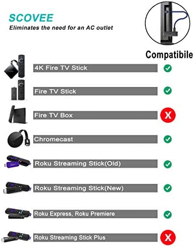 SCOVEE Short Micro USB Cable Compatible with Fire TV Stick,Roku Stick,Streaming Media Player,PS4,Chromecast,Android Phone,Power Pack,Power Wire, USB Fast Charger Charging Cord 1.5ft