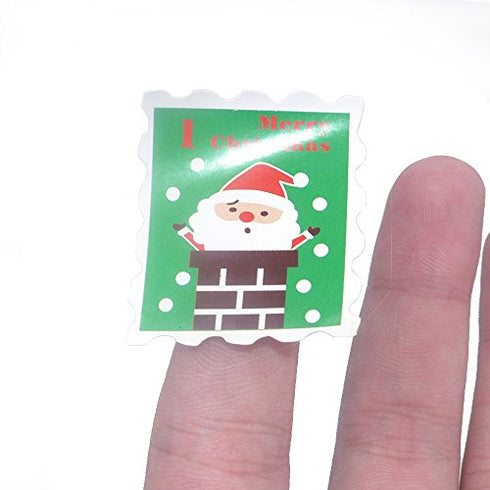 Merry Christmas Holiday Stamps Creative Sticker Assortment, 100 Stickers - Best Gift for Kids! Santa, Christmas Tree, Snowman and Christmas Stocking ( 10 Sheets)