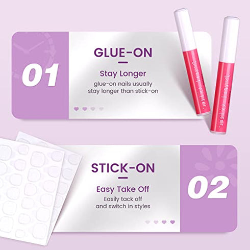 Press On Nails Neon Colors - 192 Pcs Short Coffin Acrylic Solid Fake Nails Glue On False Nails Kit for Women, 8 Solid Colors, Include Prep Pad, Tube Glue, Mini File, Cuticle Sticker and Adhesive Sticker
