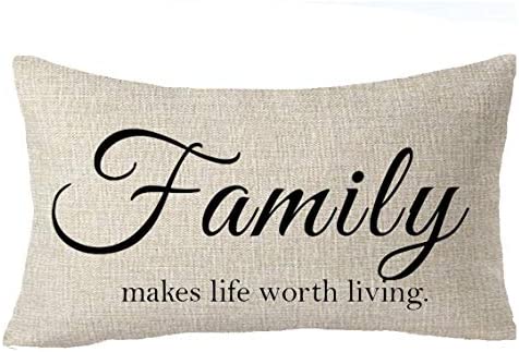 FELENIW Set of 4 Faith Love Hope Family Believe Blessed Living Learning Working Encourage Quote Cotton Linen Decorative Throw Pillow Cover Cushion Case Lumbar 12x20 inches
