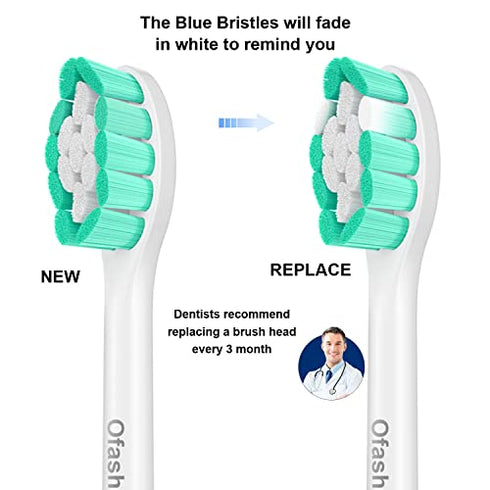 Ofashu Replacement Toothbrush Brush Heads for Philips Sonicare E Series Essence Elite Xtreme Advance CleanCare All Screw On Electric Toothbrush HX7022/66, 6 Pack