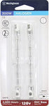Westinghouse Lighting 0497600 300 Watt T3 Halogen Double-Ended Clear Light Bulb with RSC Base (2-Pack), 2 Count (Pack of 1)