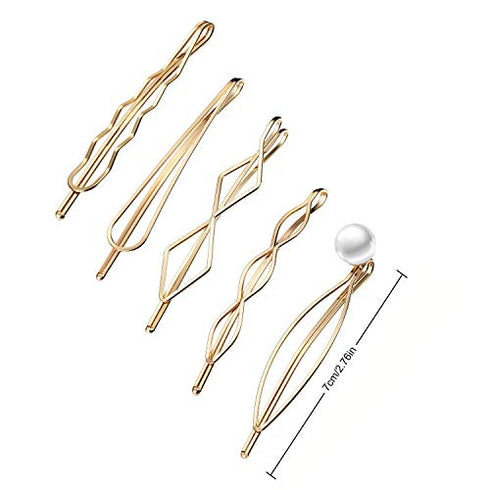 10 Pieces Bobby Pin Hair Pin Geometric Metal Hair Clip Hair Barrettes for Women Girl Minimalist Hair Decorative Wedding Dainty Accessories Headwear (Gold, Silver)