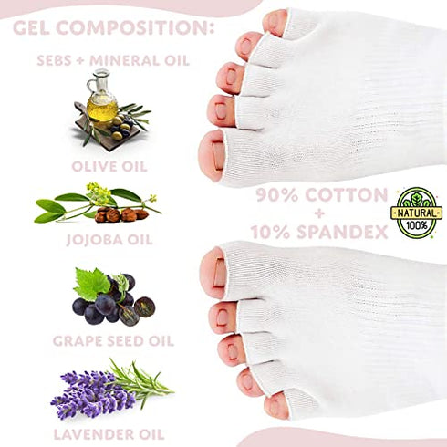 Gel Toe Separator Socks Women - Toes Separator Feet Care 1 Pair Gel Toe Separators Large - Toe Separator Pedicure Toe Spacers Compression Socks with Gel - Half Toe Women Socks with Open Toes joyrider