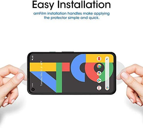 (3 Pack) amFilm 5.8 inch Tempered Glass Screen Protector for Google Pixel 4A, 0.26mm Thickness HD Clear, Anti-Scratch Bubbles-Free