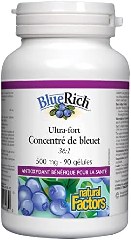 BlueRich by Natural Factors, Super Strength Blueberry Concentrate, Antioxidant Support for Overall Good Health, 90 Softgels