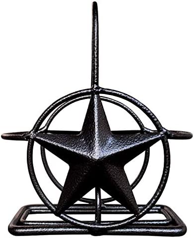Black Rustic Texas Star Salt and Pepper Holder - Country Farmhouse Iron Metal Primitive Kitchen Countertop Holders, Western Style Caddy for Shakers, Table Counter Decor (Salt & Pepper Shaker Holder)