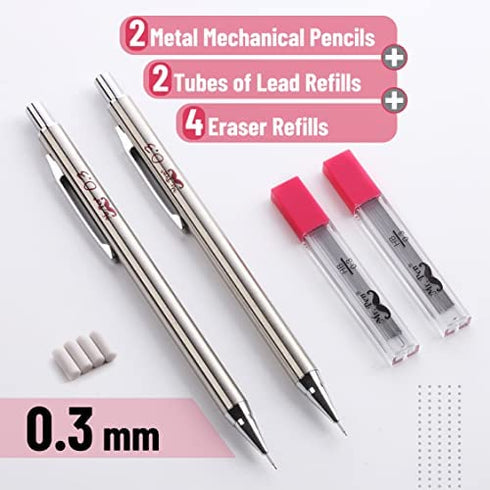 Mr. Pen- Metal Mechanical Pencils, 0.3mm, 2 Pack, Pencil Mechanical, Lead Pencil, Metal Mechanical Pencil, Drafting Pencil, Mechanical Pencil Metal, Mechinal Pencils, Mechanical Drafting Pencil