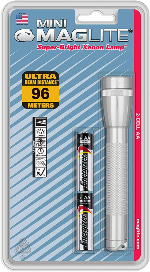 Maglite Mini Incandescent 2-Cell AA Flashlight, Silver