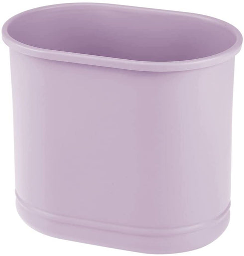 mDesign Slim Oval Metal Trash Can, Small Wastebasket, Garbage Receptacle Bin for Bathrooms, Powder Rooms, Kitchens, Home Offices - Light Purple