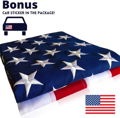 American Flag - Heavy-Duty US Flag - Embroidered Stars - Nylon USA Flag Built for Outdoors - Sewn Stripes - UV Protection - Brass Grommets (3x5 ft)