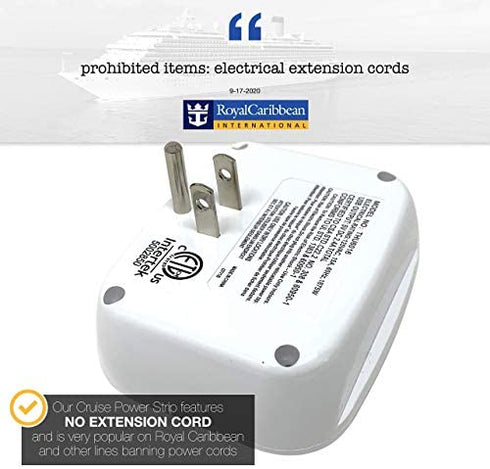 Cruise Power Strip No Surge Protector with USB Outlets - Ship Approved (Non Surge Protection) Cruise Essentials