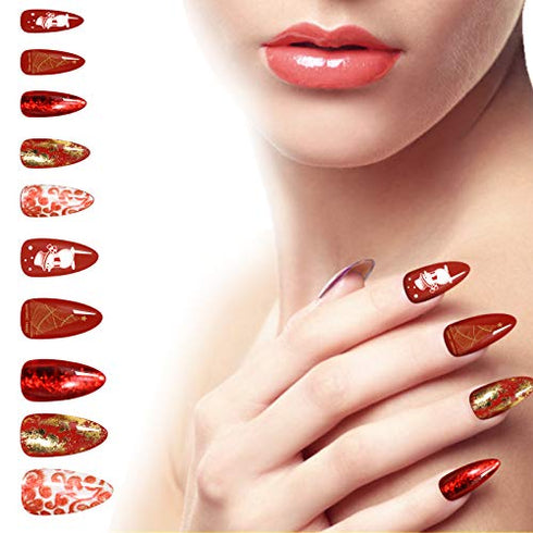 Acrylic Nail Tips 500 Pieces Fake Nail Tips - 10 Sizes Artificial False Nail Tips With Box - for Women Girls DIY Nails (Almond-Clear)