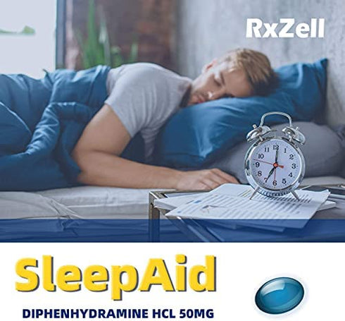 RXZELL Sleep Aid, Diphenhydramine HCl 50mg, 220 Softgels - Fall Asleep Faster, Deeper Restful Sleeping, Non Habit-Forming