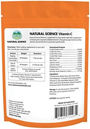 Oxbow Natural Science Vitamin C Supplement - Vitamin C for Guinea Pigs and other Small Animals, 4.2 oz.