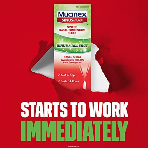 Mucinex Sinus-Max Severe Nasal Congestion Relief Sinus & Allergy Nasal Spray, 0.75 Fl Oz