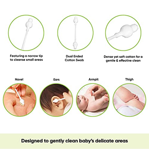Sky Organics Organic Baby Cotton Swabs for Baby, 100% Pure Organic Cotton, GOTS Certified Organic Cotton, 180 Count