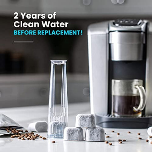 K&J Charcoal Water Filter Pods - 12-Pack Filters for Coffee Maker, Compatible Keurig Filter Replacement (2.0 and older)