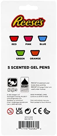 Hersheys Reeses Peanut Butter Cups Scented Gel Pens - Chocolate Candy Scented Kids Gel Pens, Fun Writing Pens For Children - 5 Ct